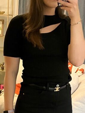 Lea & Viola Knit Cutout Top